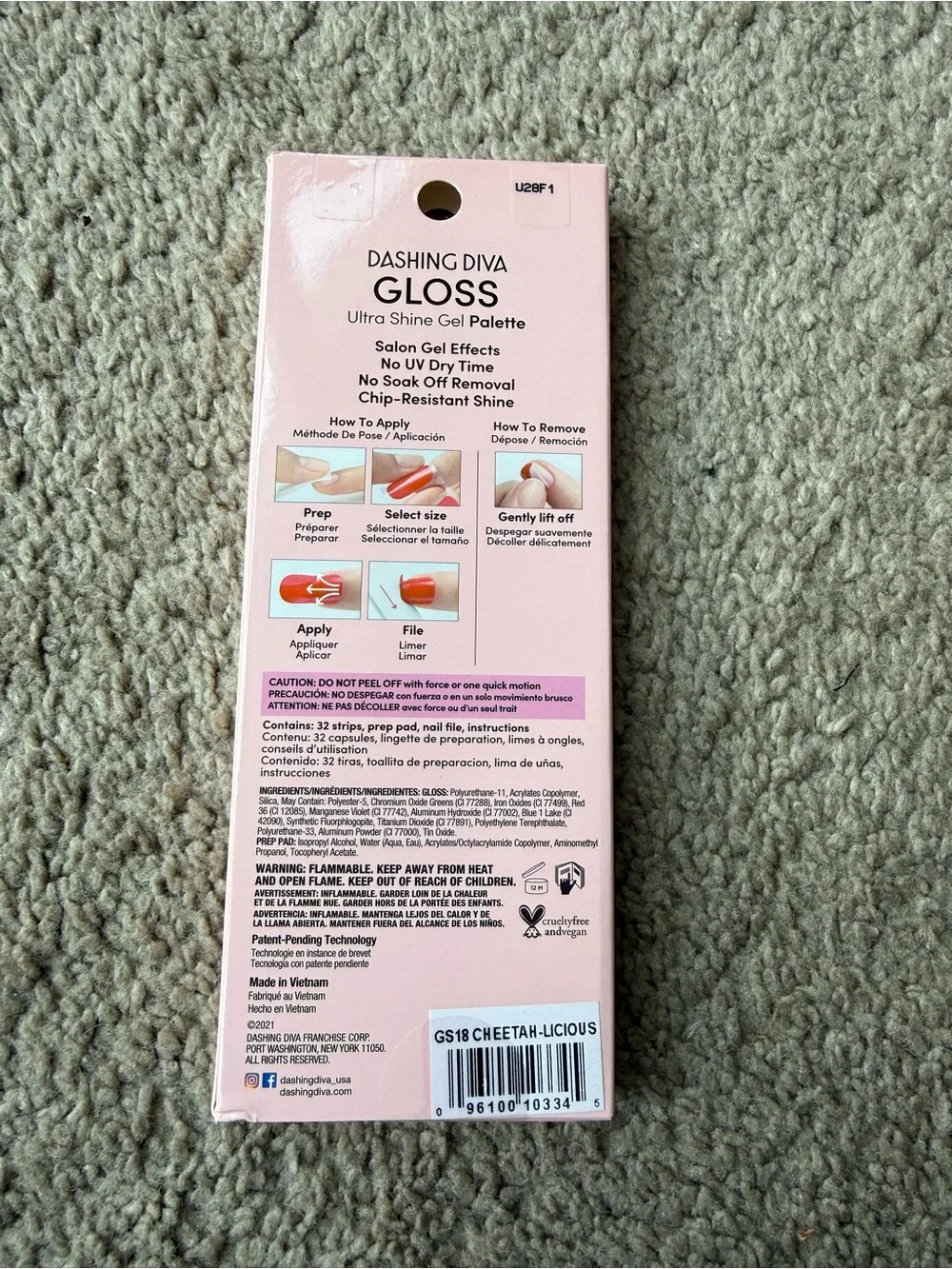 Dashing Diva Gloss Ultra Shine Gel Nail Strips - Pink & Gold Leopard